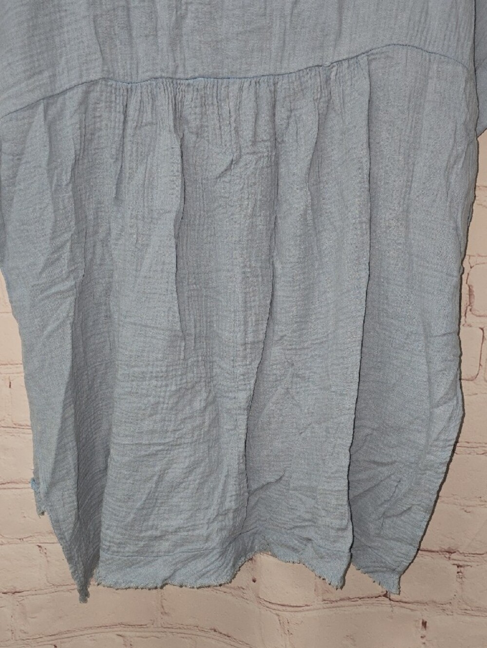 Umgee Light Denim Mineral Wash Gauze Cotton Lagenlook Tunic Boho Coastal NWT - Picture 12 of 16